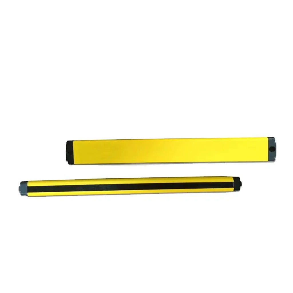 Pair of yellow and black light-curtain bars on a white background.
